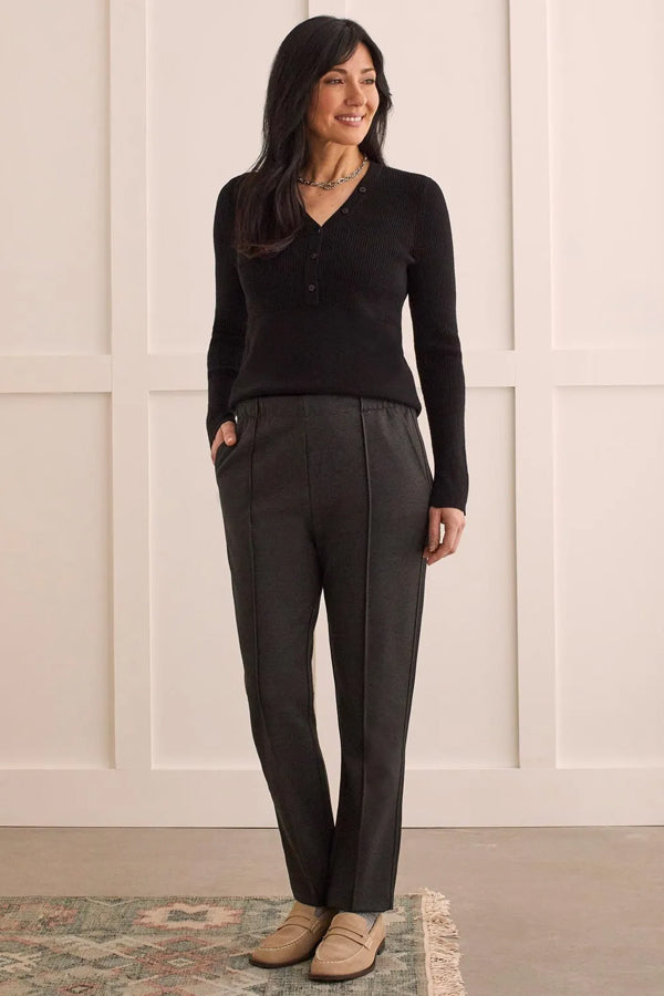 Slim Trouser Pants In Plus Size In Ponte Knit - Charcoal Heathered