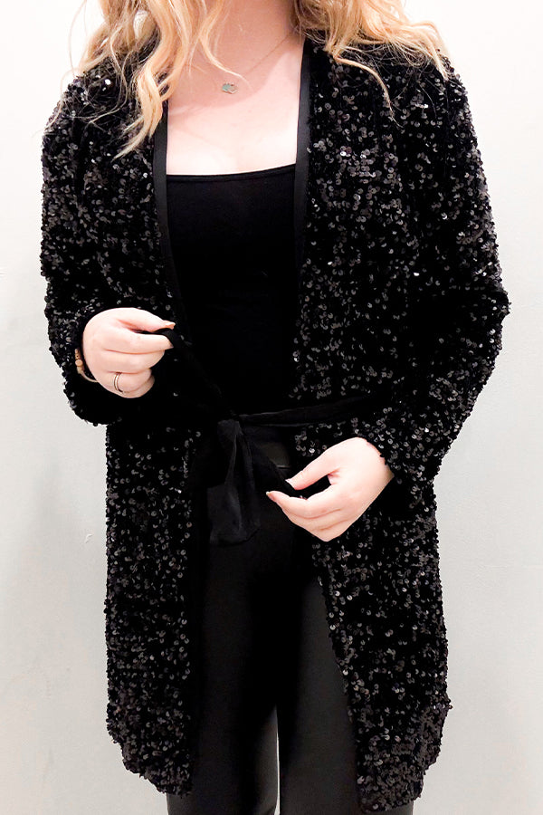 Sequin hot sale long jacket