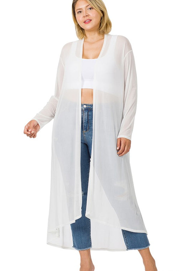 Plus size clearance sheer duster jacket