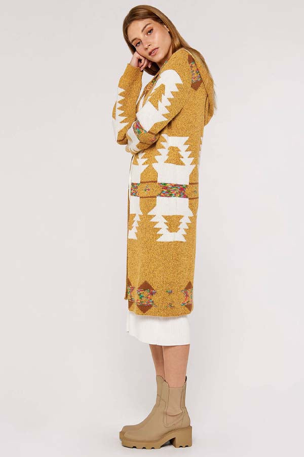 Apricot. Mustard Aztec Hooded Cardigan – BK's Brand Name Clothing