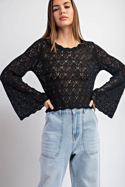 Bk Crochet Long Sleeve Top