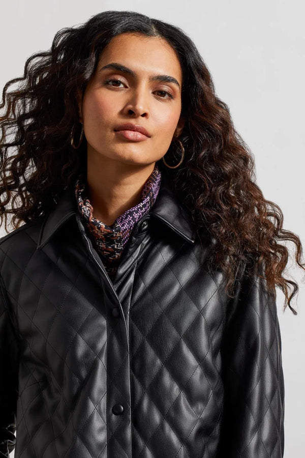 Quilted black leather jacket hotsell