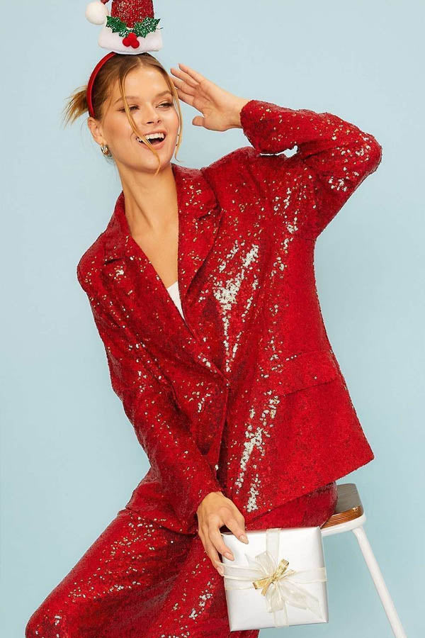 Bk Relaxed Fit Sequin Blazer