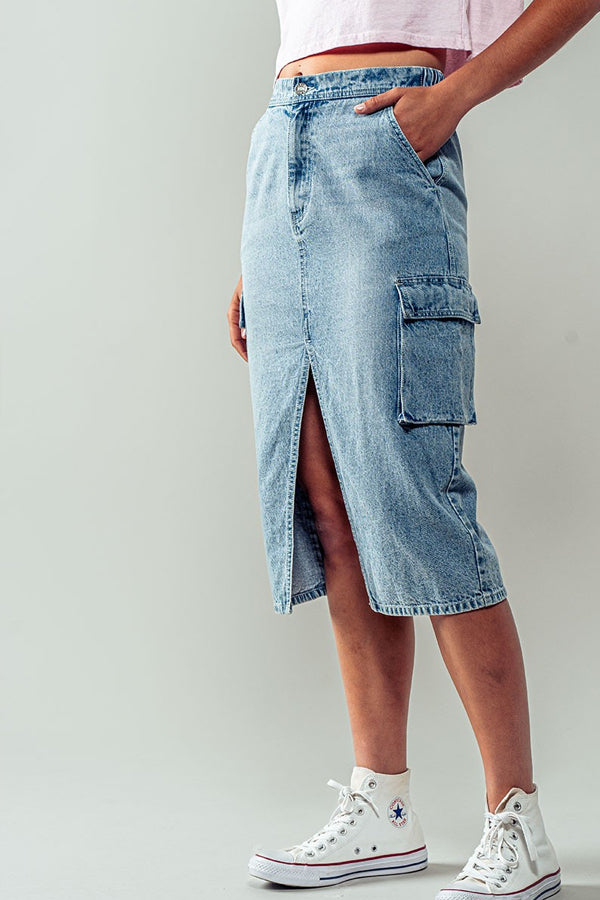 Back In Action Denim Midi Skirt