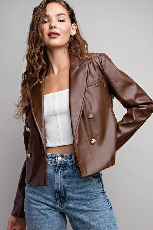 Bk Cropped Faux Leather Jacket