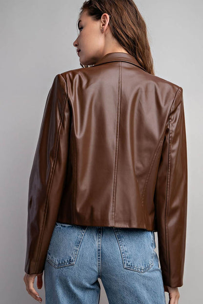 Bk Cropped Faux Leather Jacket