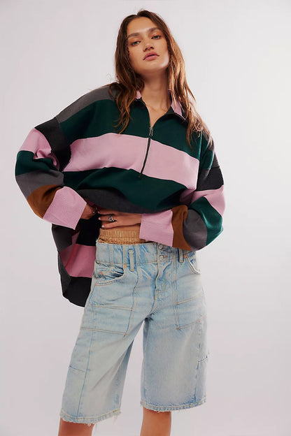 Free People Coastal Stripe Pullover