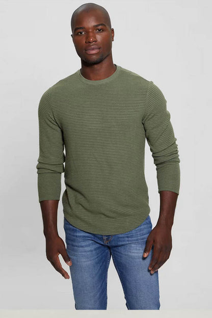 Guess Hudson Linear Texture Log Sleeve Sweater