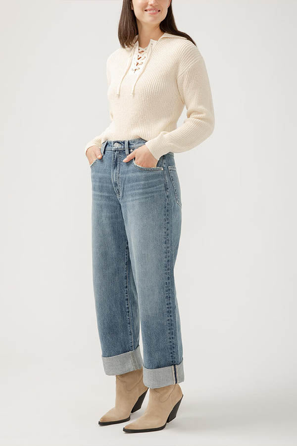 Silver 90's Mid Rise Baggy Jean