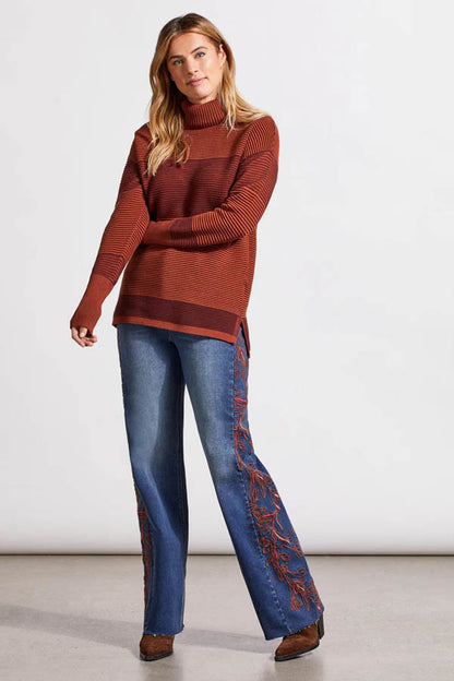 Tribal Two-Tone Ottoman Turtleneck Tunic