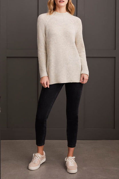 Tribal Mock Neck Heather Knit Sweater