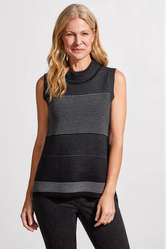 Tribal Cowl Neck Sleeveless Sweater