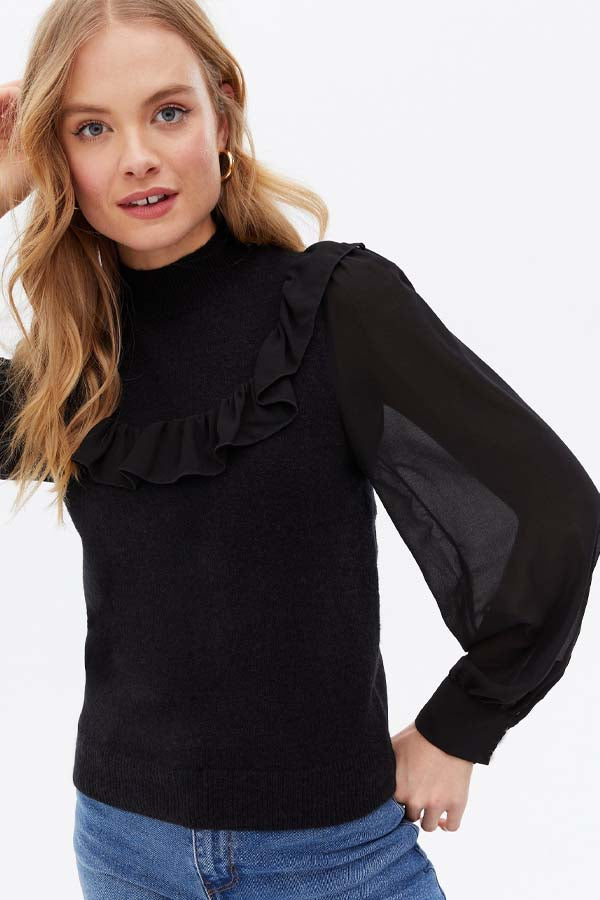 Chiffon hot sale sleeve jumper