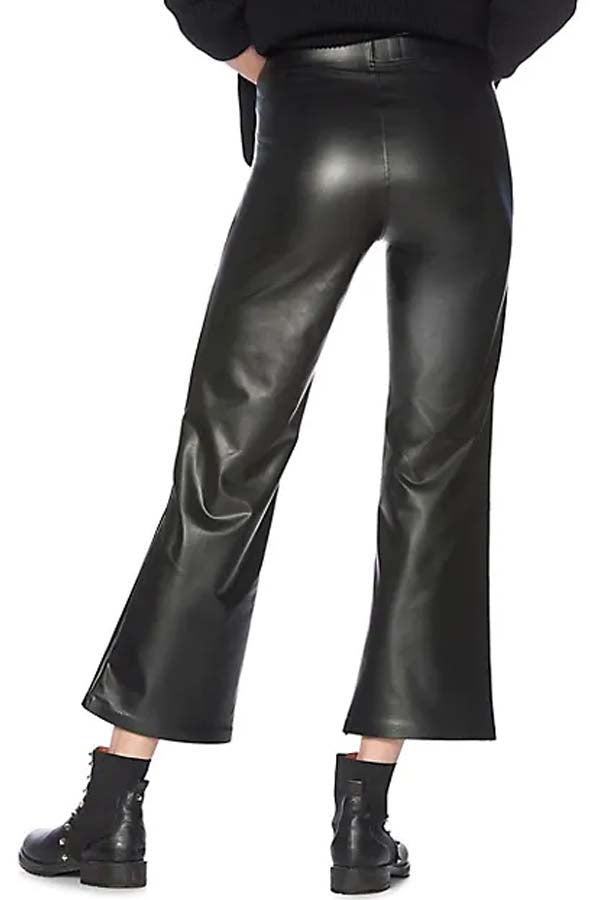 Coglian Black Fitted Faux-Leather Pants