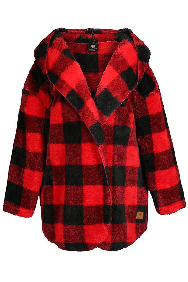 Buffalo plaid cheap long cardigan