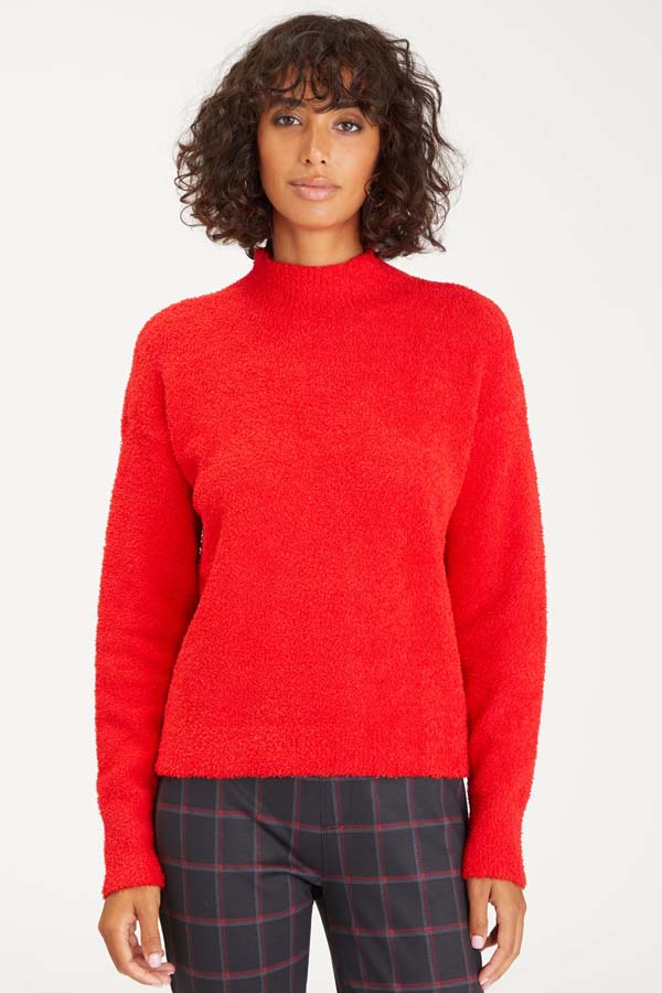 Mock neck outlet red sweater