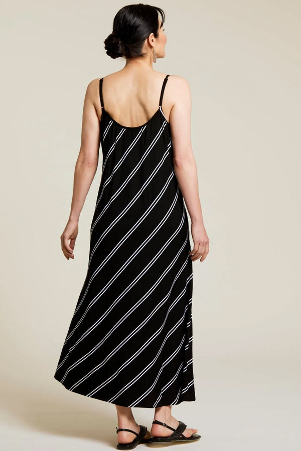 Black striped maxi dress sale
