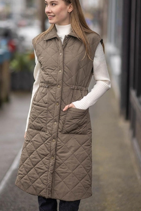 Papillon Long Quilted Vest BK s Brand Name Clothing